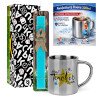 Easter Set, metallic thermal cup (300ml) & aromatic flat Easter candle (30cm) (TURQUOISE)