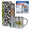 Easter Set, metallic thermal cup (300ml) & Easter aromatic flat candle (30cm) (GRAY)