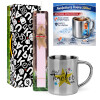Easter Set, metallic thermal cup (300ml) & aromatic flat Easter candle (30cm) (PINK)
