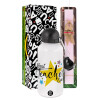 Easter Set, metallic aluminum bottle (500ml) & aromatic flat Easter candle (30cm) (PINK)
