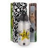 Easter Set, metallic silver aluminum water bottle (500ml) & aromatic flat Easter candle (30cm) (GRAY)
