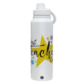 Teacher super star!!!, Θερμός 1L Ανοξείδωτο με Βάση Κινητού & Διπλά Τοιχώματα