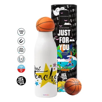 Teacher super star!!!, Bascetball Metal mug thermos, double wall, 550ml