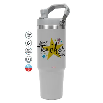 Teacher super star!!!, GREY color, 890ml (30oz) stainless Steel Tumbler with Handle