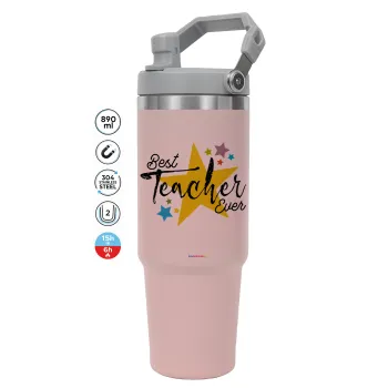 Teacher super star!!!, Pink color, 890ml (30oz) stainless Steel Tumbler with Handle
