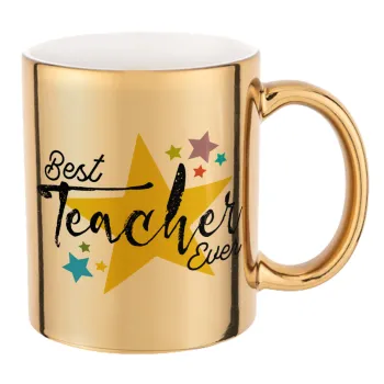 Teacher super star!!!, Mug ceramic, gold mirror, 330ml