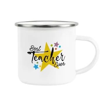 Teacher super star!!!, Κούπα Μεταλλική εμαγιέ λευκη 360ml