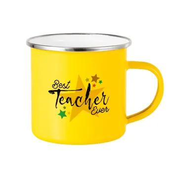 Teacher super star!!!, Yellow Enamel Metallic Cup 360ml