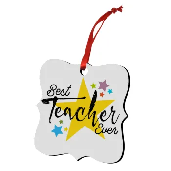 Teacher super star!!!, Christmas ornament polygon wooden 7.5cm