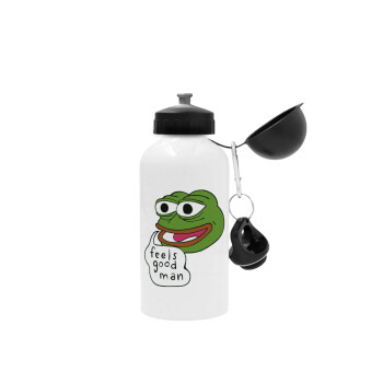 Pepe the frog, Μεταλλικό παγούρι νερού, Λευκό, αλουμινίου 500ml