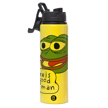 Pepe the frog, Μεταλλικό παγούρι νερού με καπάκι ασφαλείας, αλουμινίου 850ml