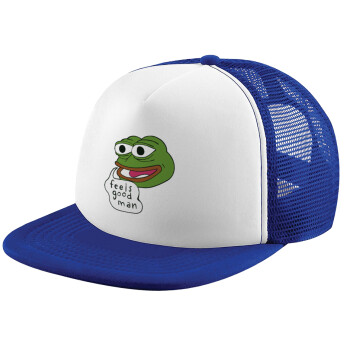 Pepe the frog, Καπέλο Ενηλίκων Soft Trucker με Δίχτυ Blue/White (POLYESTER, ΕΝΗΛΙΚΩΝ, UNISEX, ONE SIZE)
