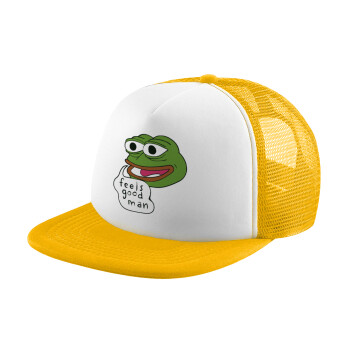 Pepe the frog, Καπέλο Soft Trucker με Δίχτυ Κίτρινο/White 