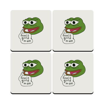 Pepe the frog, ΣΕΤ 4 Σουβέρ ξύλινα τετράγωνα (9cm)