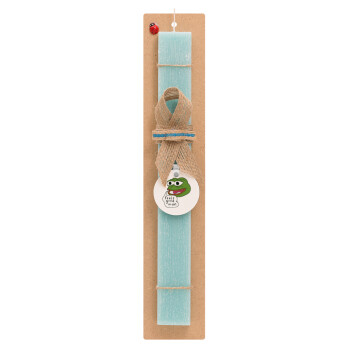 Pepe the frog, Easter Set, wooden keychain & aromatic flat Easter candle (30cm) (TURQUOISE)