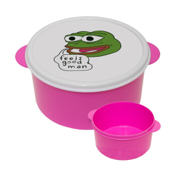 Pepe the frog, ΡΟΖ παιδικό δοχείο φαγητού (lunchbox) πλαστικό (BPA-FREE) Lunch Βox M16 x Π16 x Υ8cm