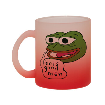 Pepe the frog, Κούπα γυάλινη δίχρωμη με βάση το κόκκινο ματ, 330ml