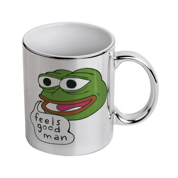 Pepe the frog, Mug ceramic, silver mirror, 330ml