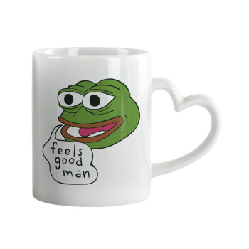 Pepe the frog, Κούπα καρδιά χερούλι λευκή, κεραμική, 330ml