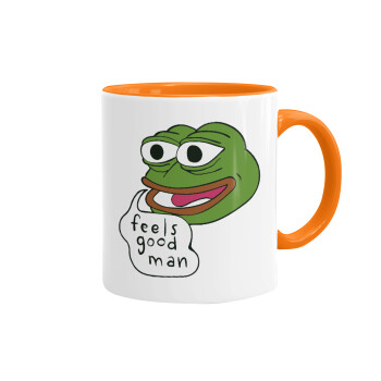 Pepe the frog, Κούπα χρωματιστή πορτοκαλί, κεραμική, 330ml
