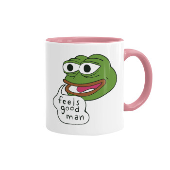 Pepe the frog, Mug colored pink, ceramic, 330ml