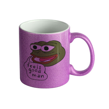 Pepe the frog, Κούπα Μωβ Glitter που γυαλίζει, κεραμική, 330ml