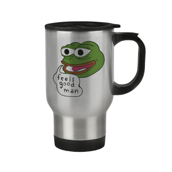 Pepe the frog, Stainless steel travel mug with lid, double wall 450ml