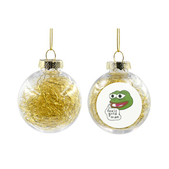 Pepe the frog, Χριστουγεννιάτικη μπάλα δένδρου διάφανη με χρυσό γέμισμα 8cm