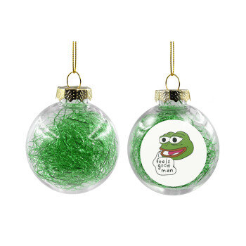 Pepe the frog, Transparent Christmas tree ball ornament with green filling 8cm