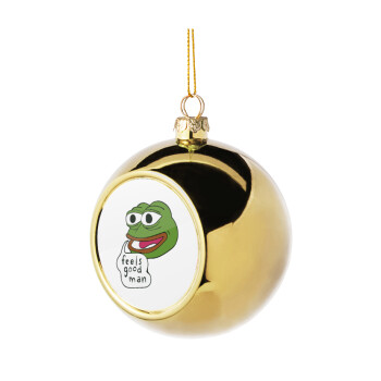 Pepe the frog, Golden Christmas tree ball ornament 8cm