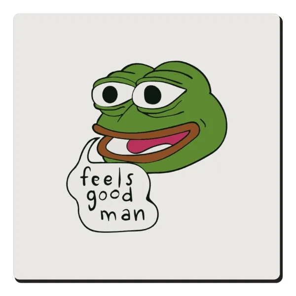 Pepe the frog — Square wooden magnet, 6x6cm
