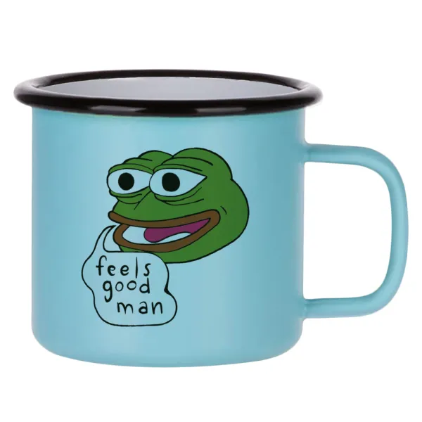 Pepe the frog — Κούπα Μεταλλική εμαγιέ ΜΑΤ σιέλ 360ml