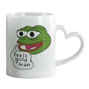 Pepe the frog, Mug heart handle, ceramic, 330ml