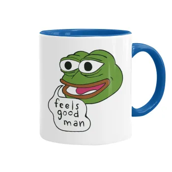 Pepe the frog, Mug colored blue, ceramic, 330ml