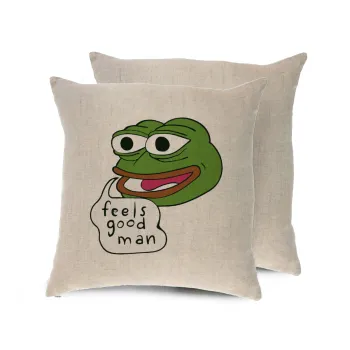 Pepe the frog, Μαξιλάρι καναπέ ΛΙΝΟ 40x40cm περιέχεται το  γέμισμα