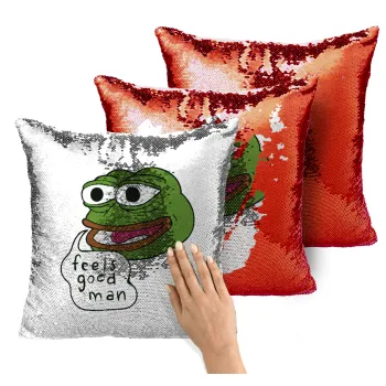 Pepe the frog, Μαξιλάρι καναπέ Μαγικό Κόκκινο με πούλιες 40x40cm περιέχεται το γέμισμα