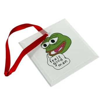 Pepe the frog, Στολίδι Χριστουγεννιάτικο στολίδι γυάλινο τετράγωνο 9x9cm