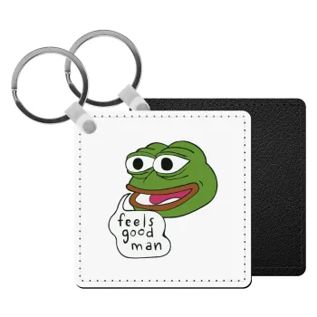 Pepe the frog, Μπρελόκ Δερματίνη, τετράγωνο ΜΑΥΡΟ (5x5cm)