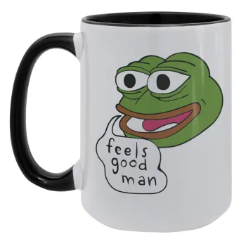 Pepe the frog, Κούπα Mega 15oz, κεραμική Μαύρη, 450ml