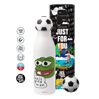 Pepe the frog, Μπάλα ποδοσφαίρου μεταλλικό παγούρι θερμός, διπλού τοιχώματος, 550ml