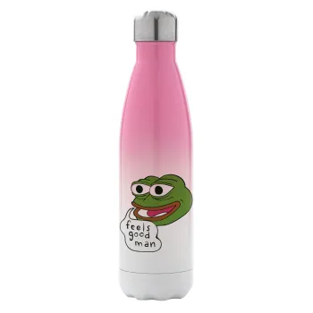 Pepe the frog, Μεταλλικό παγούρι θερμός Ροζ/Λευκό (Stainless steel), διπλού τοιχώματος, 500ml
