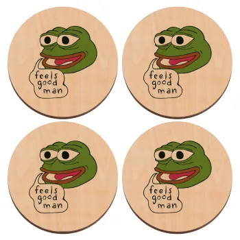 Pepe the frog, ΣΕΤ x4 Σουβέρ ξύλινα στρογγυλά plywood (9cm)