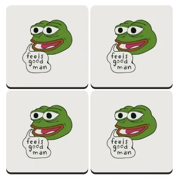 Pepe the frog, ΣΕΤ 4 Σουβέρ ξύλινα τετράγωνα (9cm)