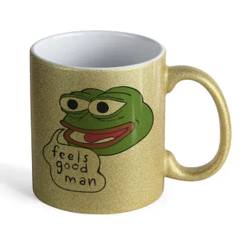 Pepe the frog, Κούπα Χρυσή Glitter που γυαλίζει, κεραμική, 330ml