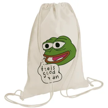 Pepe the frog, Τσάντα πλάτης πουγκί GYMBAG natural (28x40cm)
