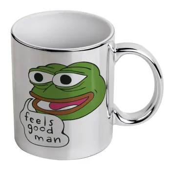 Pepe the frog, Mug ceramic, silver mirror, 330ml
