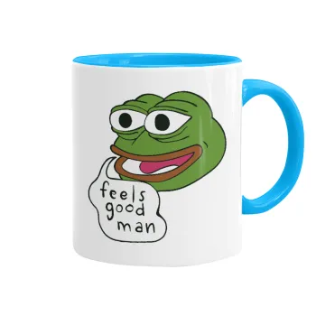Pepe the frog, Κούπα χρωματιστή γαλάζια, κεραμική, 330ml