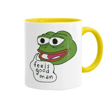 Pepe the frog, Mug colored yellow, ceramic, 330ml