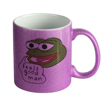 Pepe the frog, Κούπα Μωβ Glitter που γυαλίζει, κεραμική, 330ml