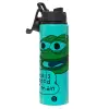 Metallic water bottle with safety lid, 850ml aluminum